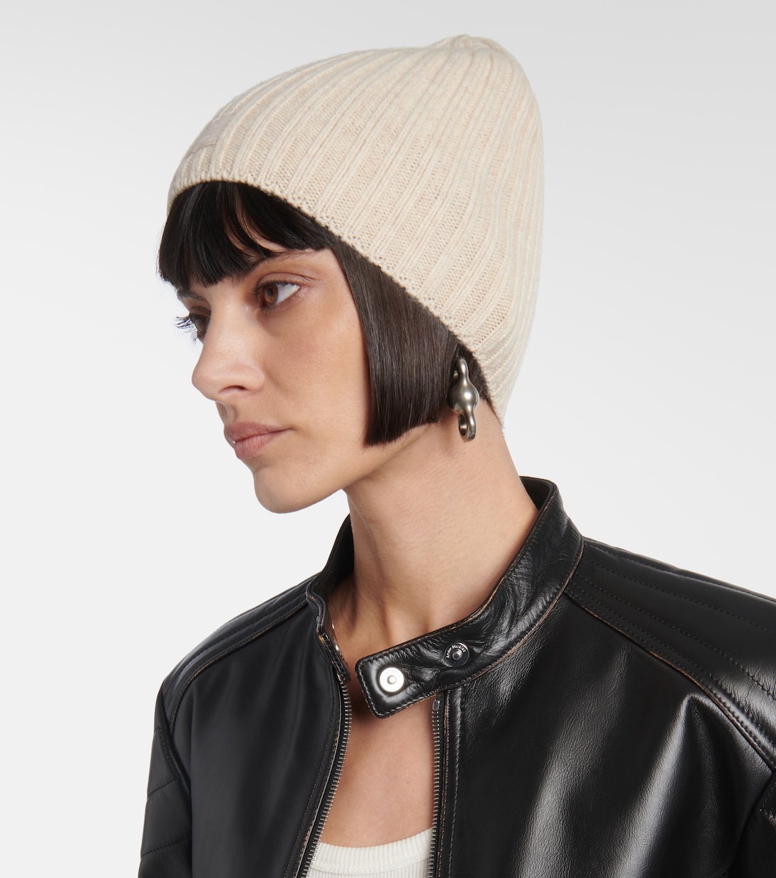 Шапочка из шерстяной пряжи с резинкой Acne Studios, Oatmeal Melange — фото 3