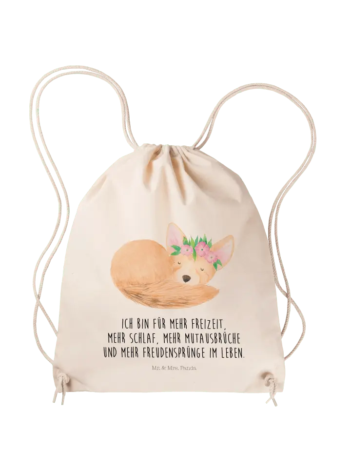 

Спортивная сумка Mr & Mrs Panda Sportbeutel Wüstenfuchs Blumen, кремовый