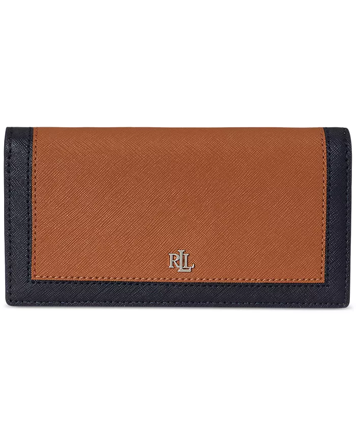 

Тонкий кожаный кошелек Crosshatch Lauren Ralph Lauren, коричневый