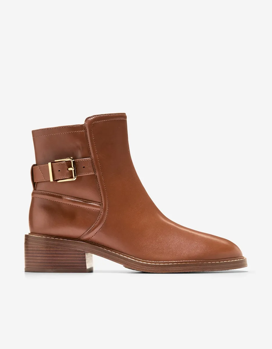 Женские кожаные ботильоны с молнией и декоративной пряжкой Cole Haan, коричневый