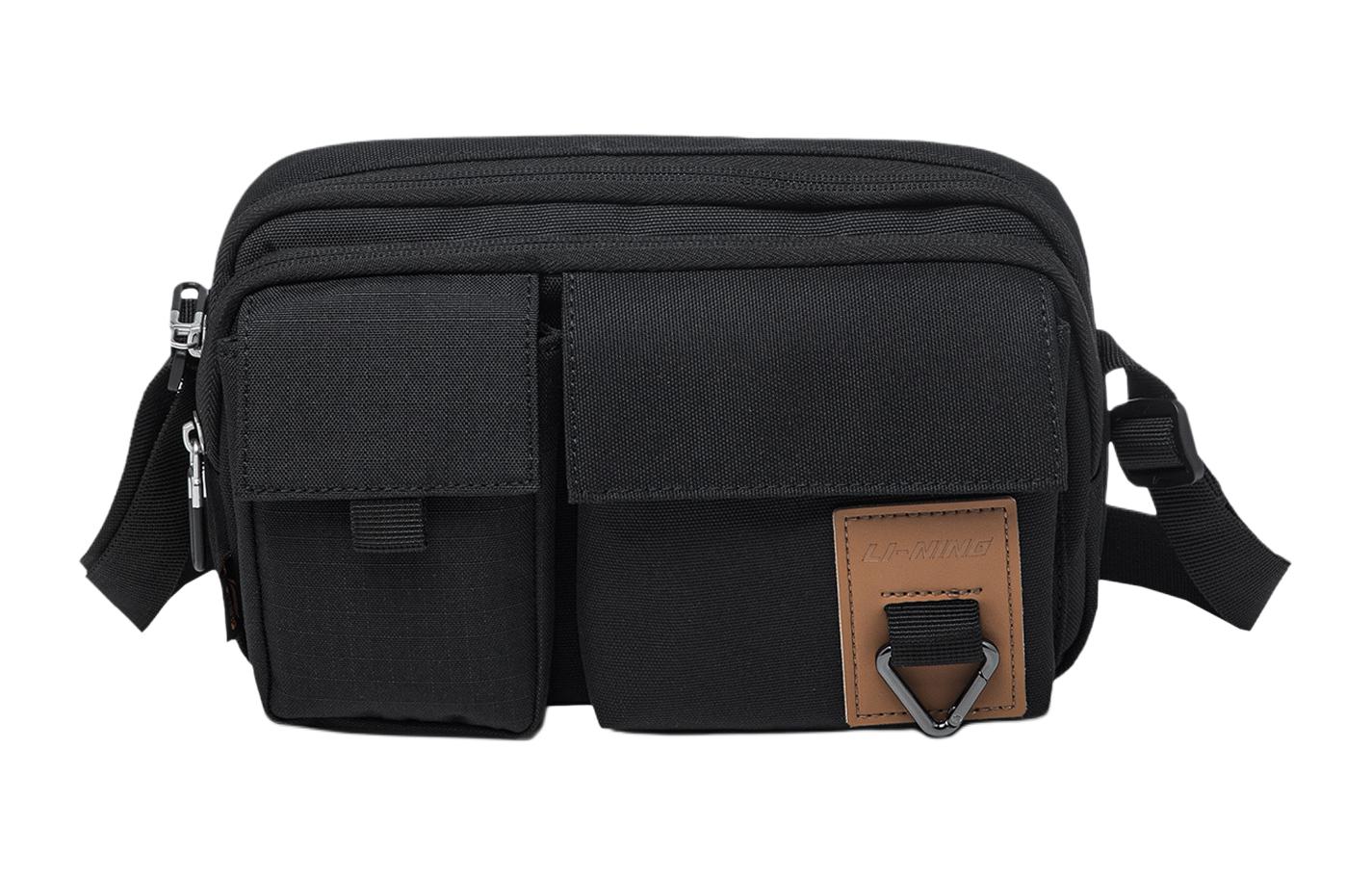 

LINING Спортивная сумка через плечо из полиэстера унисекс черная, Черный, LINING Спортивная сумка через плечо из полиэстера унисекс черная