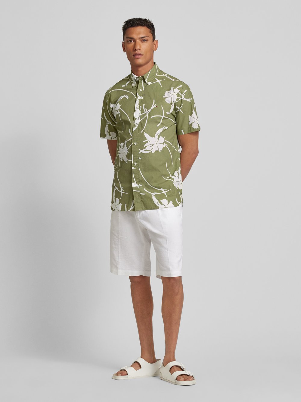 

Рубашка свободного кроя с узором по всей поверхности Tommy Hilfiger, оливковый