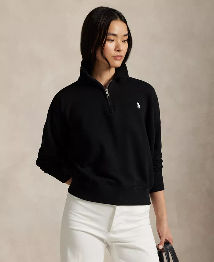 

Женская облегченная флисовая толстовка с молнией на четверть Polo Ralph Lauren, черный