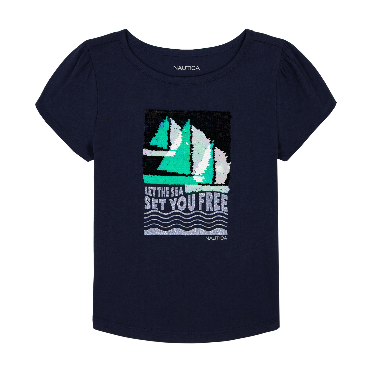 

Футболка Let The Sea Set You Free для девочек Nautica (4–6X), цвет Algae Green