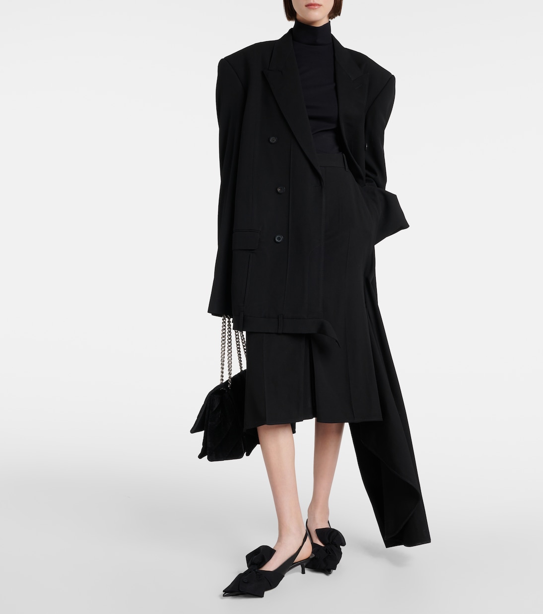Туфли-лодочки на ремешке с бантом из кожи Balenciaga, черный — фото 2