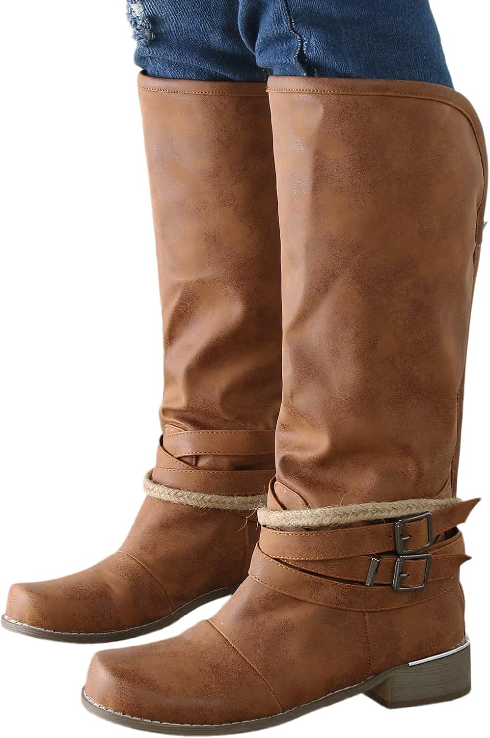 

Женские ковбойские сапоги Hbeylia Western, винтажные ретро, с ремешком, коричневый