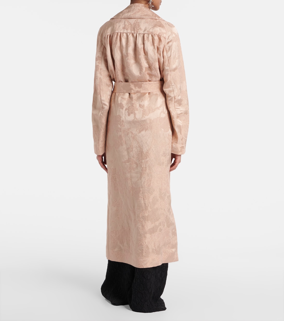 Пальто из льняной жаккардовой ткани с цветочным рисунком Dries Van Noten, Old Rose — фото 3