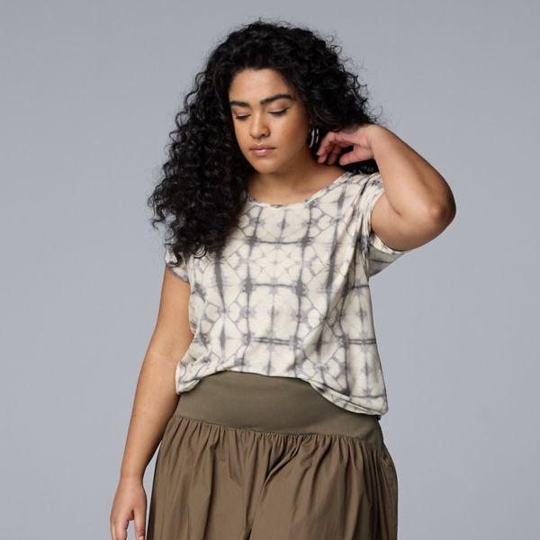 

Футболка oversize с круглым вырезом и рукавом долман Simply Vera Vera Wang, цвет grey geo dye