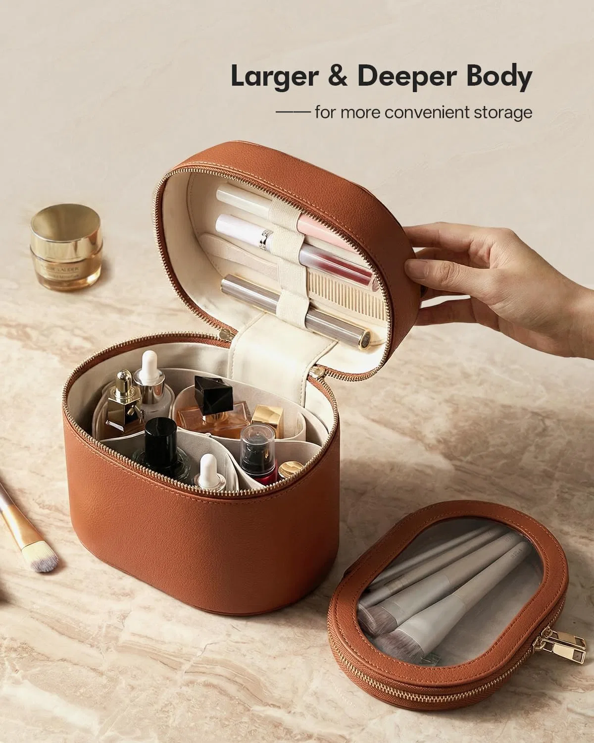 Дорожная косметичка с жестким корпусом от Prite Prite, Brown — фото 4