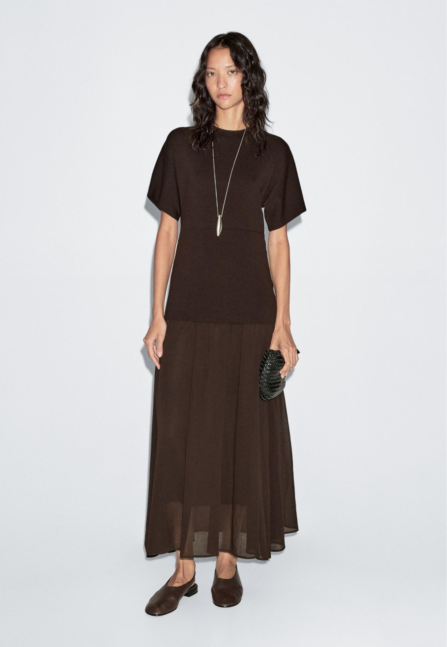 

Платье Massimo Dutti LONG WITH CONTRAST GATHERED DETAIL, Dark Brown