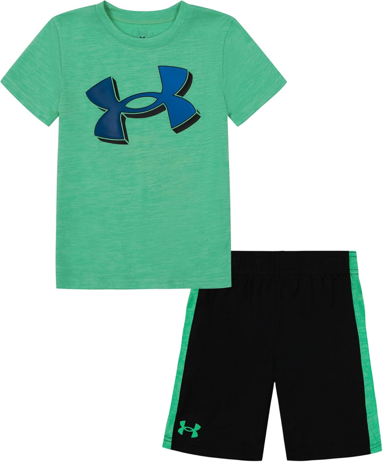 

Under Armour майка с короткими рукавами и шорты для мальчиков, легкие и дышащие, Vapor Green/Blue Gradient