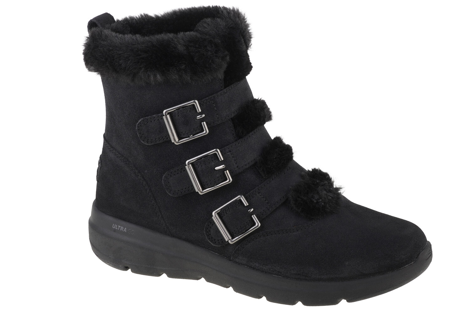 Ботинки женские Skechers Glacial Ultra Buckle Up с мехом, черный