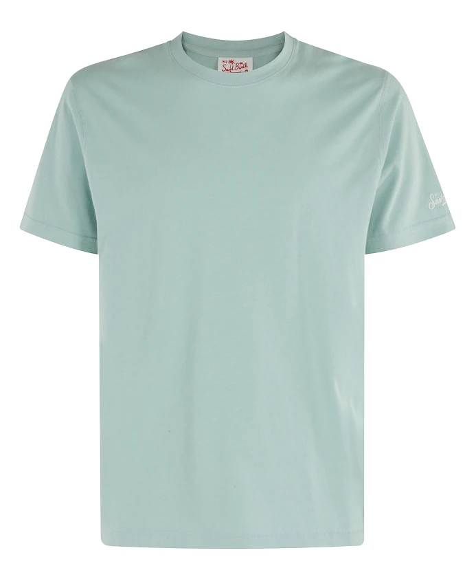 

Зеленая ребристая футболка с круглым вырезом и короткими рукавами. Mc2 Saint Barth, зеленый