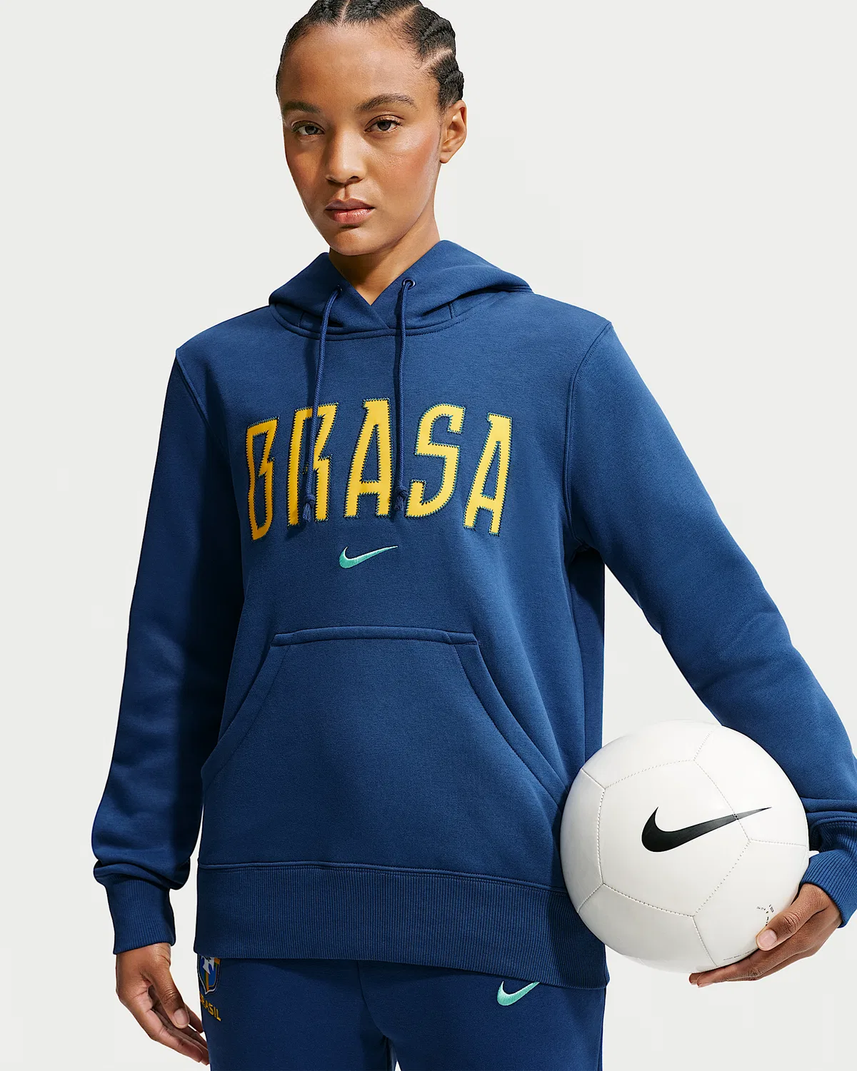 Женская толстовка Nike Soccer Pullover Hoodie Brazil Phoenix Fleece, Coastal Blue/Light Menta