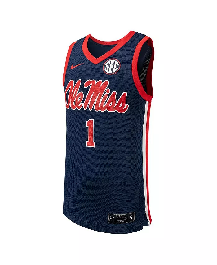 Мужская баскетбольная реплика джерси #1 Ole Miss Rebels Nike, синий — фото 2
