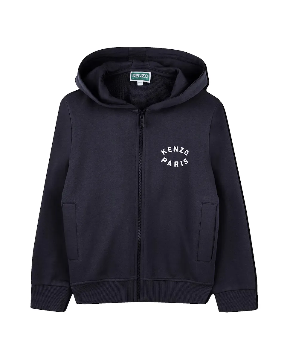 

Толстовка на молнии для мальчика с иллюстрацией сзади Kenzo Kids, тёмно-синий