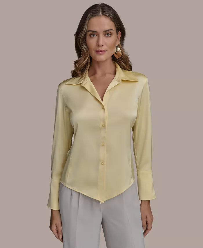 

Женская блуза на пуговицах, размеры Regular и Petite Donna Karan New York, желтый