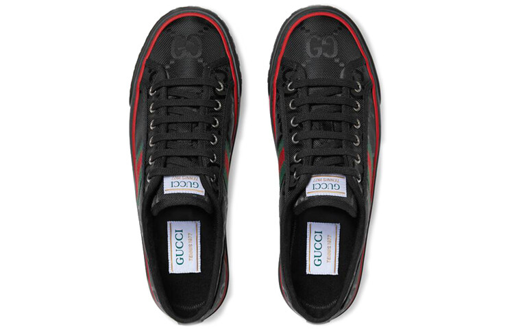 Кроссовки женские Gucci Tennis 1977, черный / красный / зеленый — фото 3