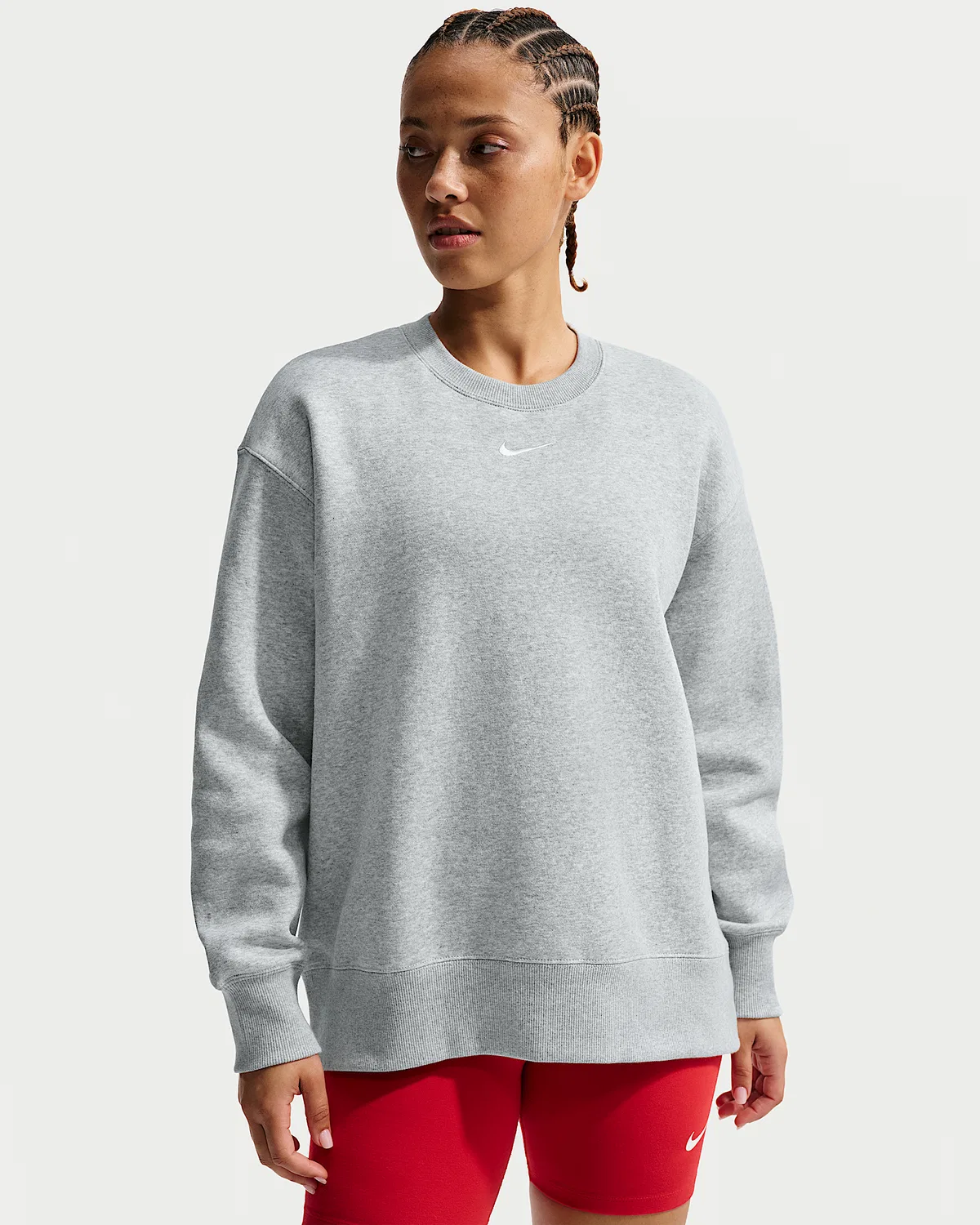 Женский оверсайз свитшот с круглым вырезом Nike Sportswear Phoenix Fleece, Pure Platinum/Heather/Sail