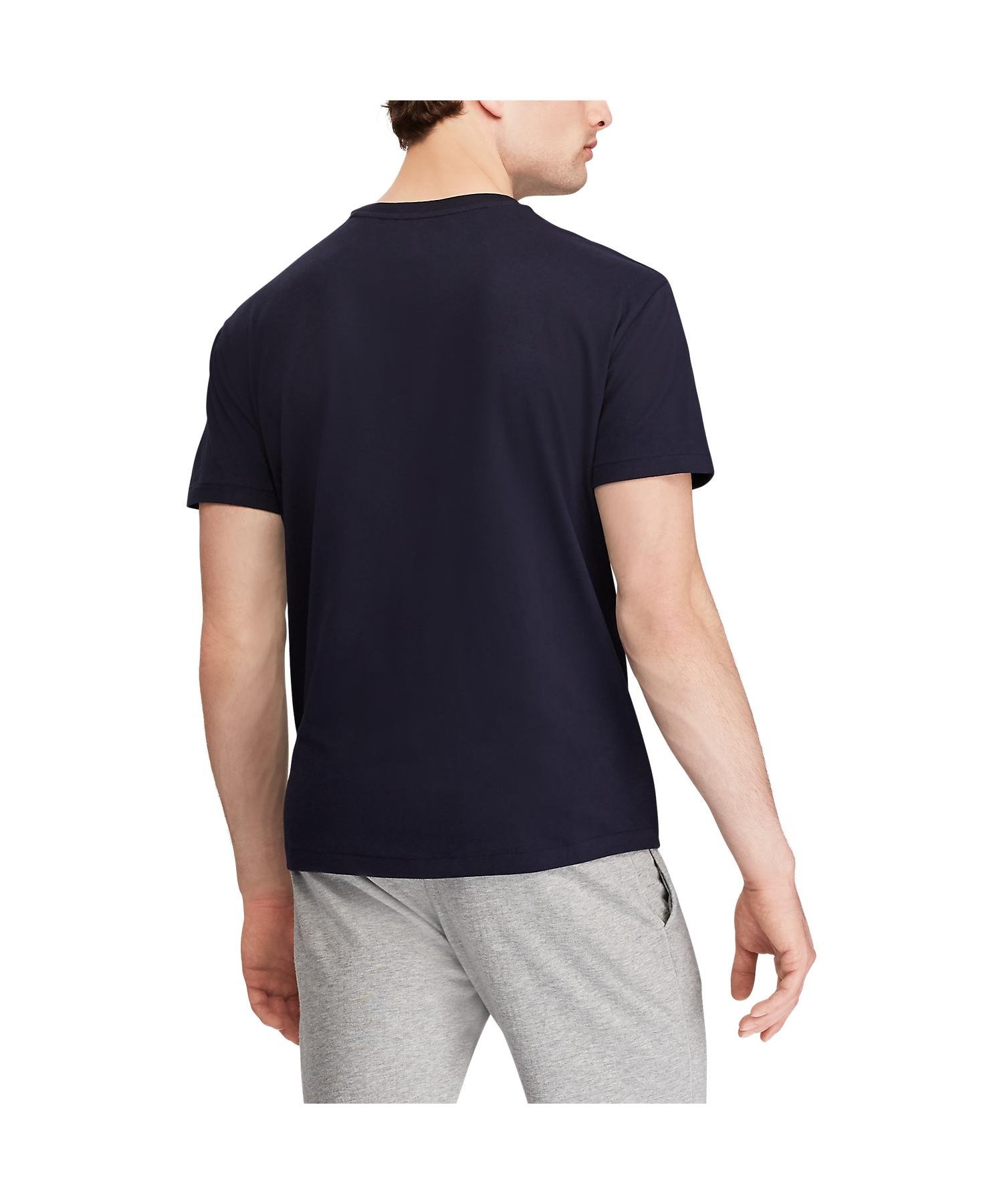 Классическая трикотажная футболка с V-образным вырезом Polo Ralph Lauren, 410 Navy — фото 4