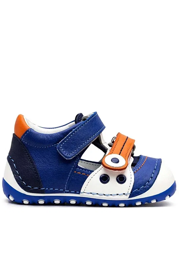 Детские туфли для девочек с ортопедической стелькой Genuine leather orange velcro summer first step shoes Nıno, Orange — фото 3
