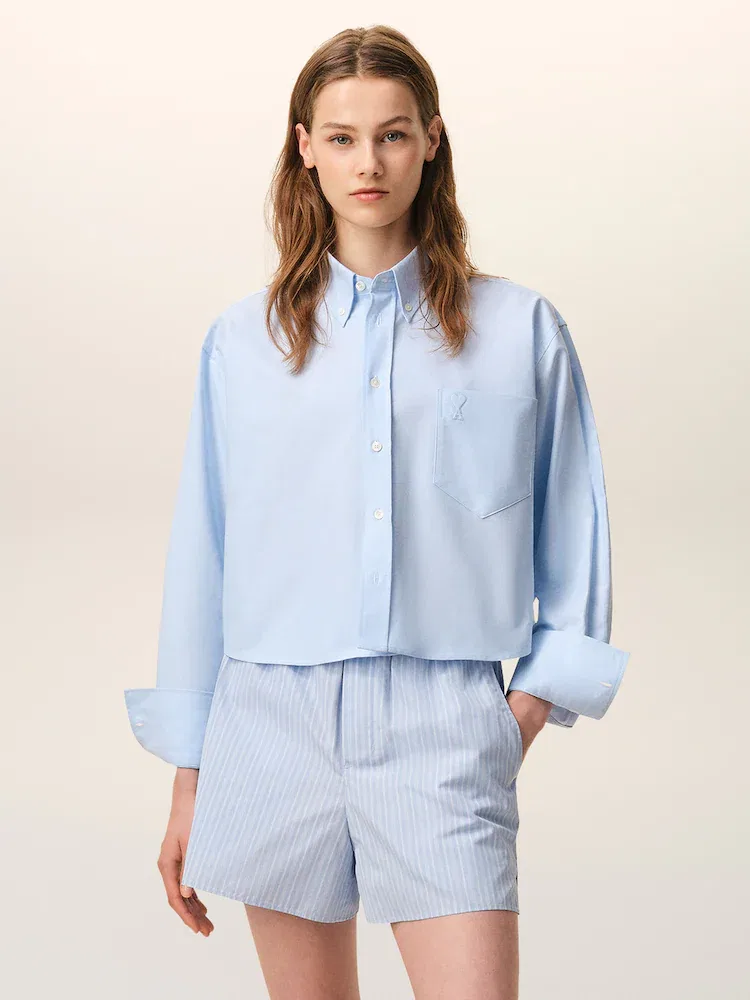 Женская рубашка oversize с тиснением Adc AMI PARIS, Bleu Ciel