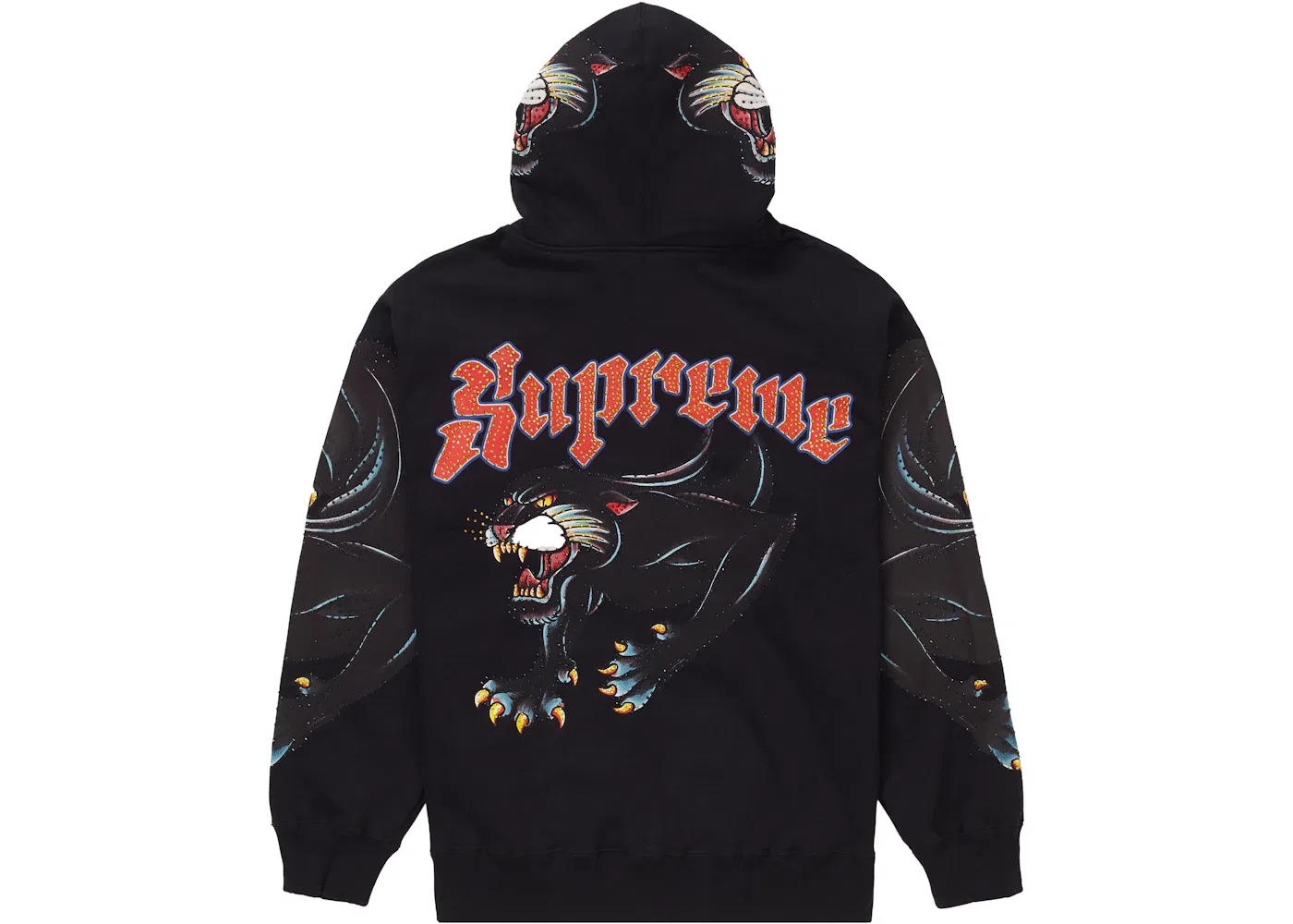 Мужская худи с принтом Supreme Panther Zip Up Hooded Supreme, Black