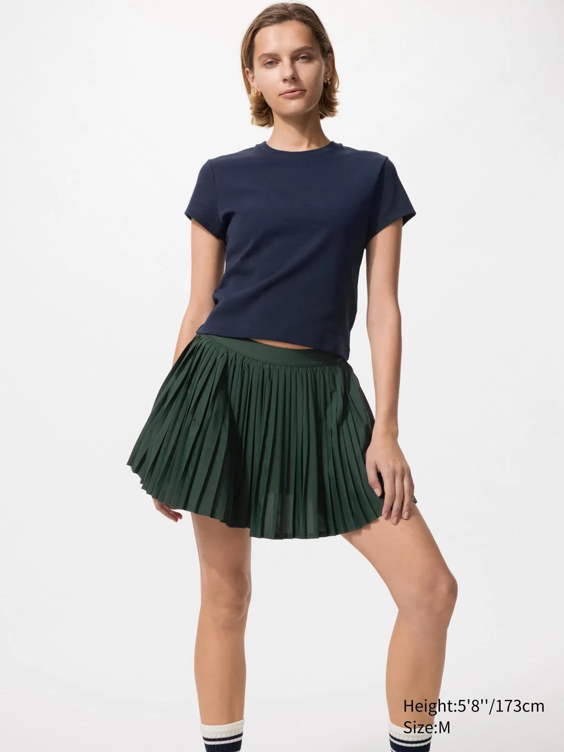 Плиссированная юбка-шорты Uniqlo Активная, темно-зеленый