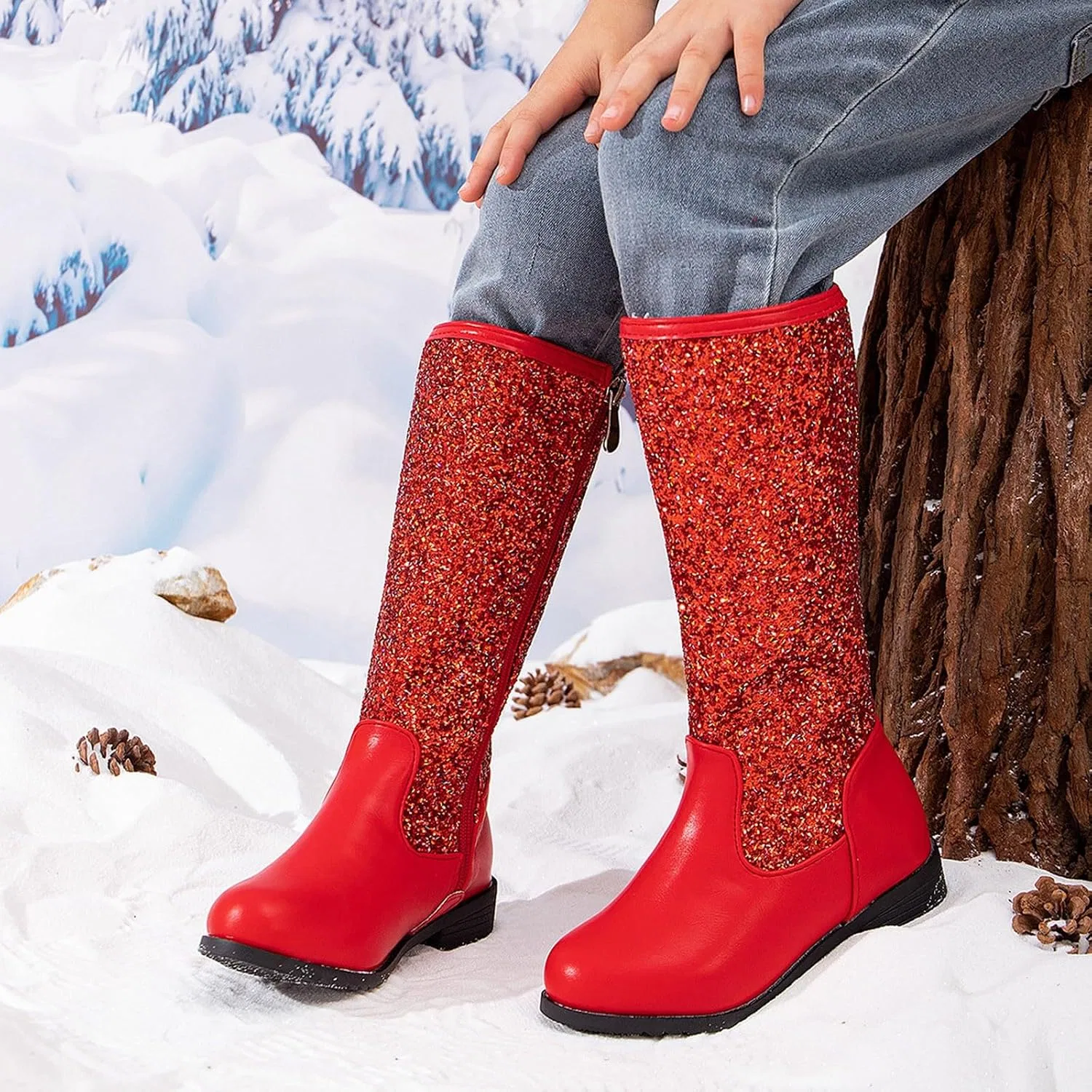 Детские сапоги для девочек с блестками Glitter Cowboy Boots, Red — фото 2