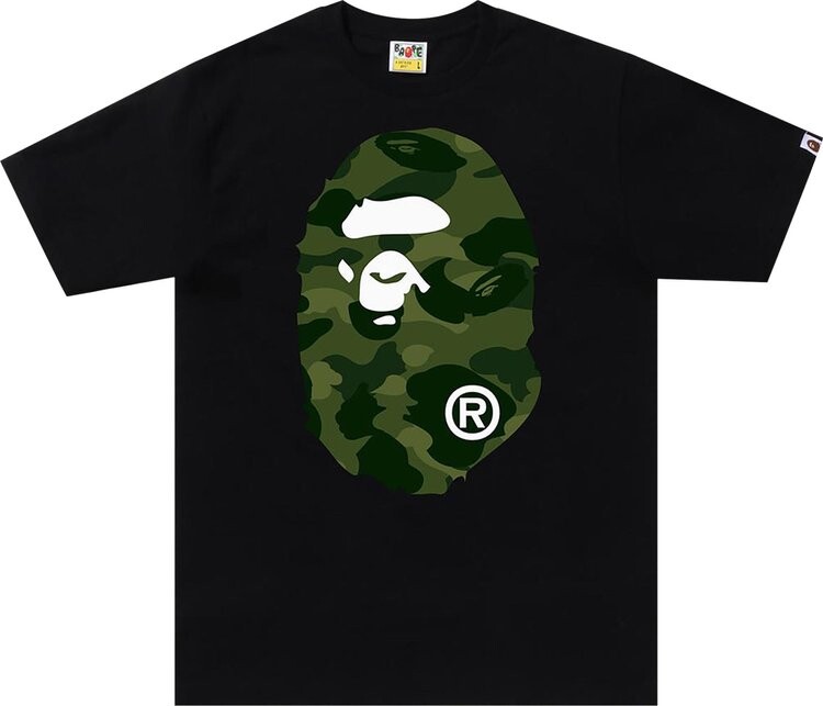 

Футболка BAPE Color Camo Big Ape Head Tee 'Black/Green', черный