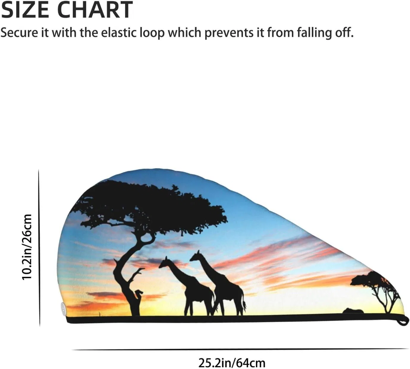 Шапочка для душа Giraffe Sunset, Ankepwj, 25.2x10.2 дюйма — фото 4