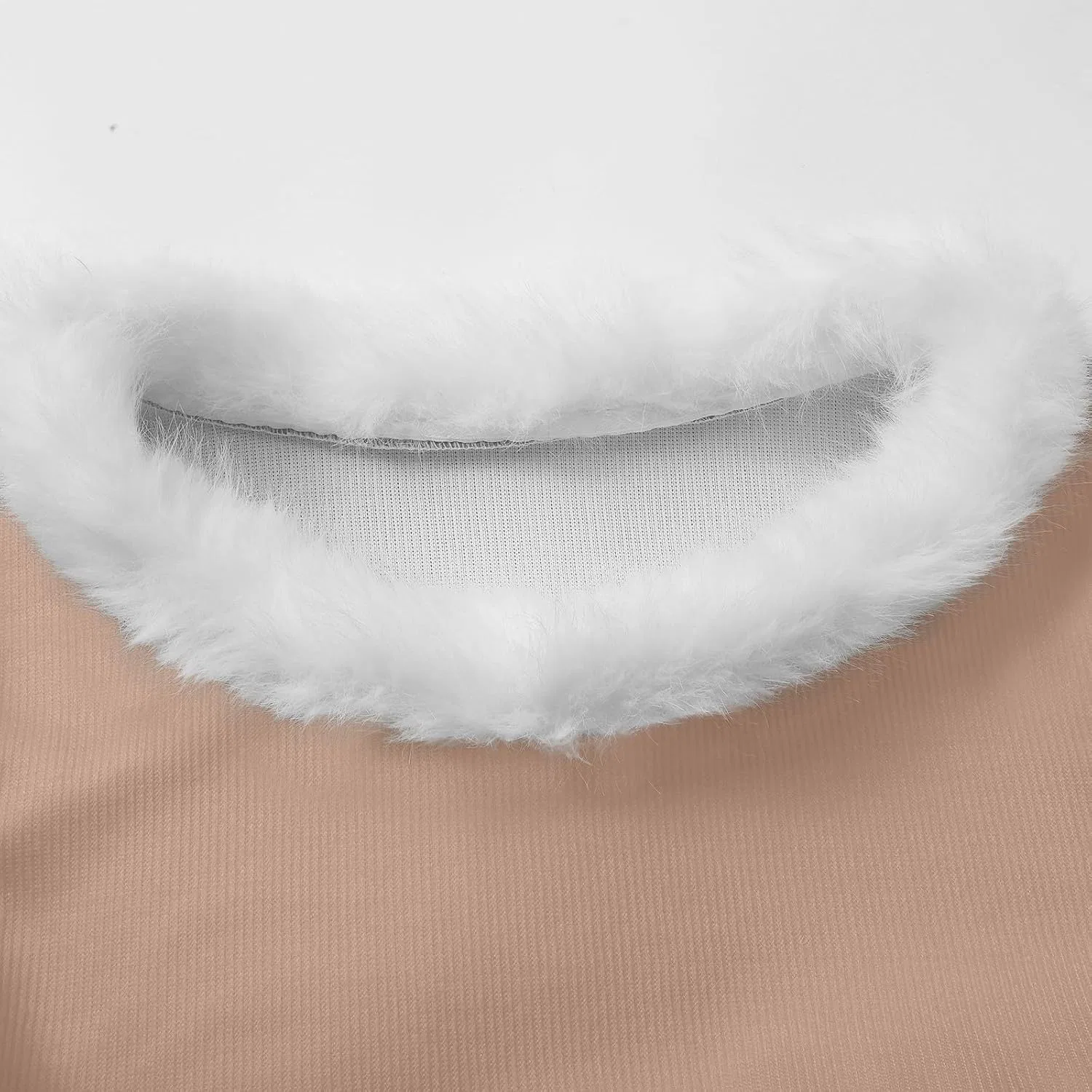 Женский свитшот с принтом White Faux Fur Trim V Neck, розовое золото — фото 2