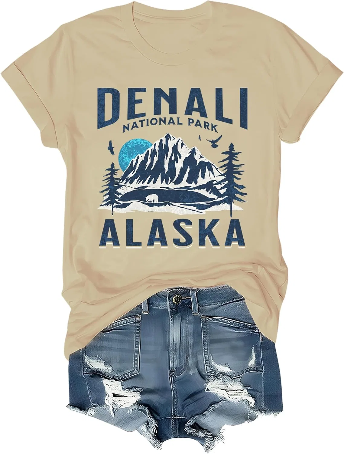 Женская футболка с принтом Denali National Park, Khaki