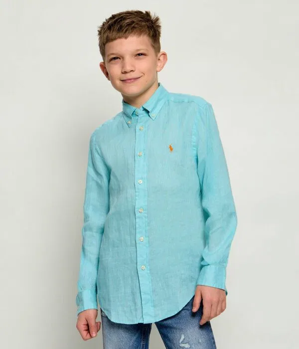 Детская рубашка из льна с длинным рукавом Polo Ralph Lauren, Mare
