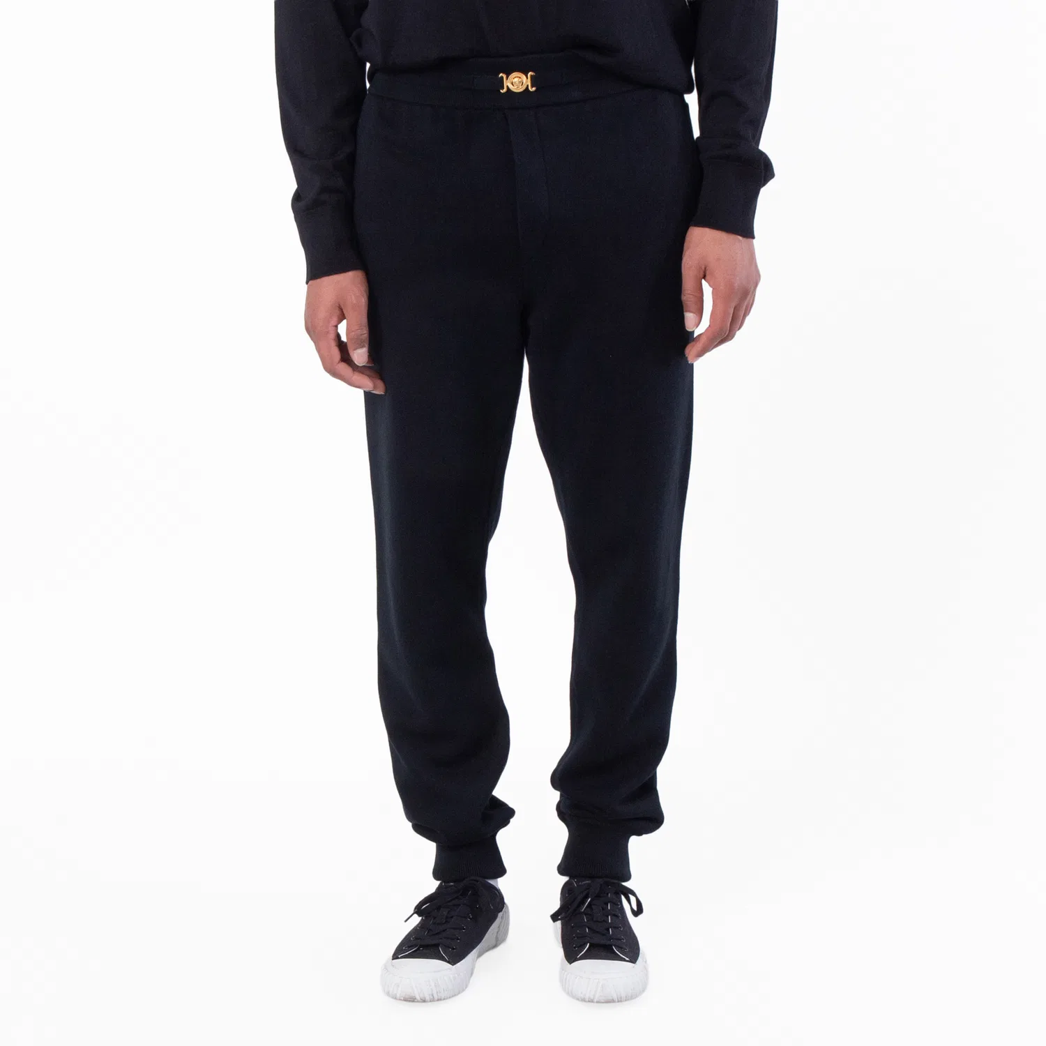 Брюки спортивные из кашемира Cashmere-Blend Knit Sweatpants Versace, Black