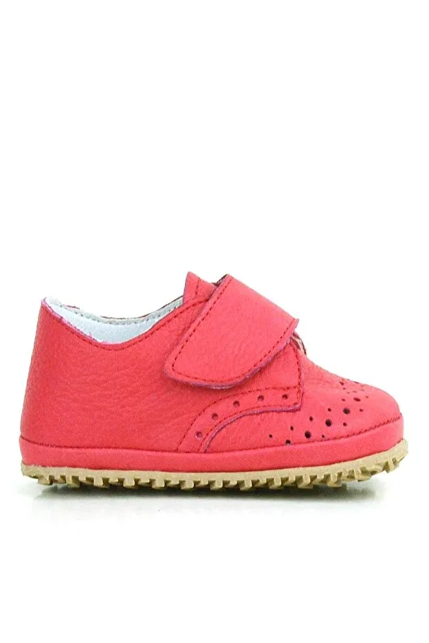 Детские пинетки из натуральной кожи на липучке Hapshoe, Red — фото 3