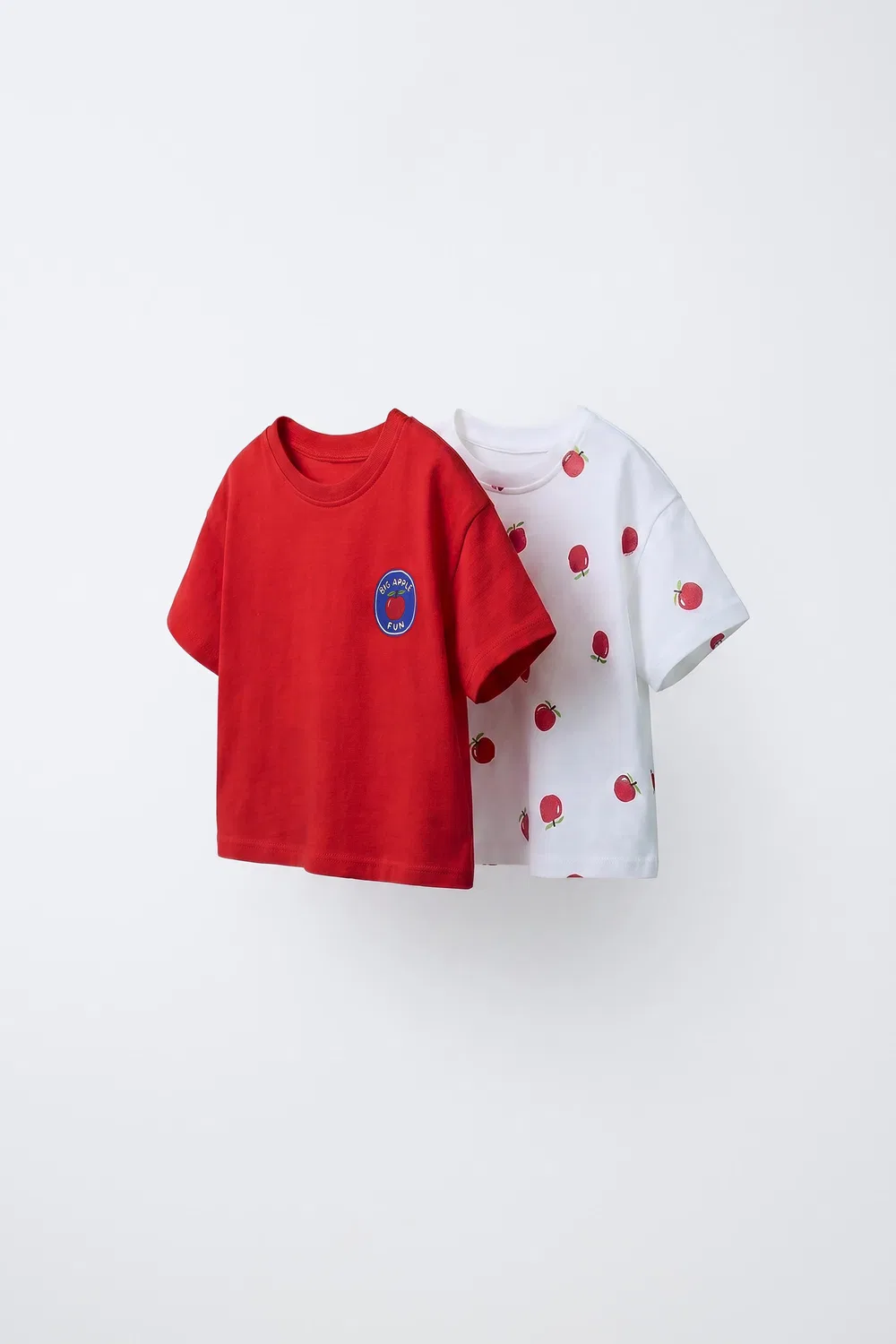 Набор из 2 однотонных и принтованных футболок ZARA, White/Red