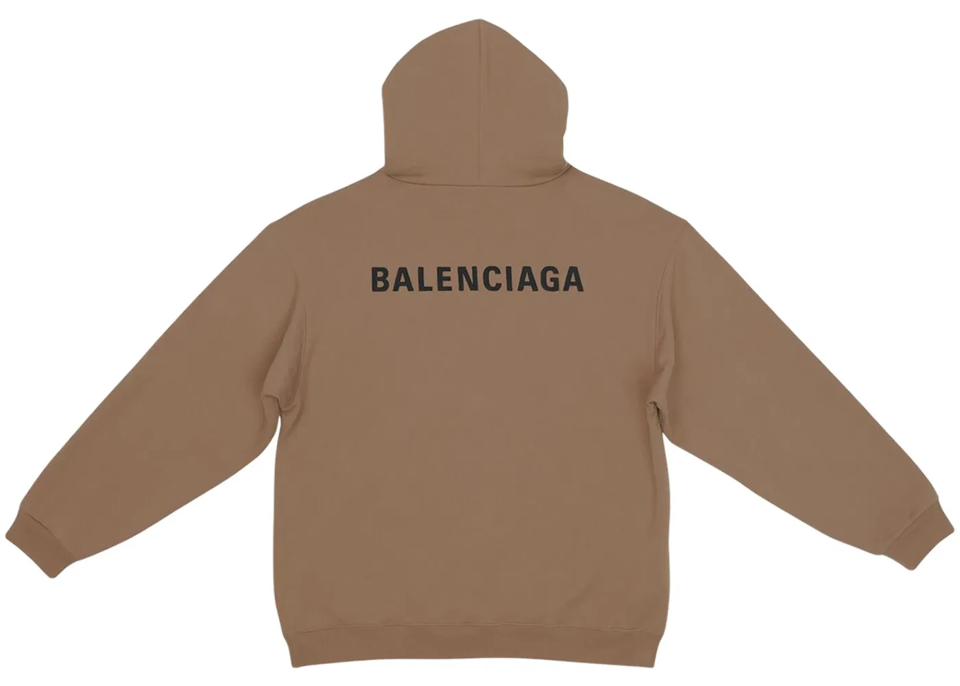 Мужской худи с принтом Balenciaga Back Logo Regular Fit Hoodie, Dark Beige/Black — фото 2