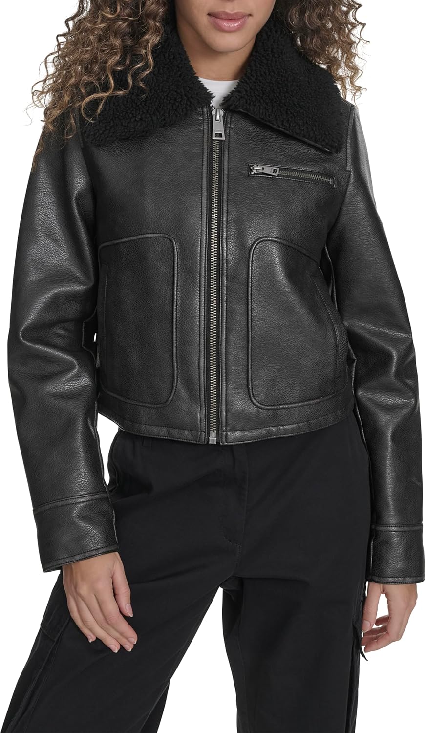 

Levi's Женская куртка-авиатор из искусственной кожи, Black