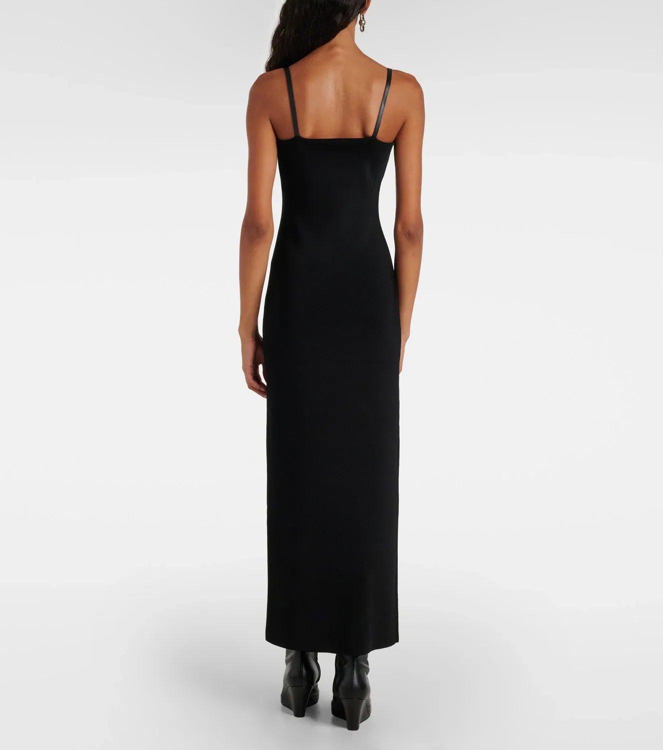 Макси-платье Kylie с отделкой из кожи Acne Studios, черный — фото 3