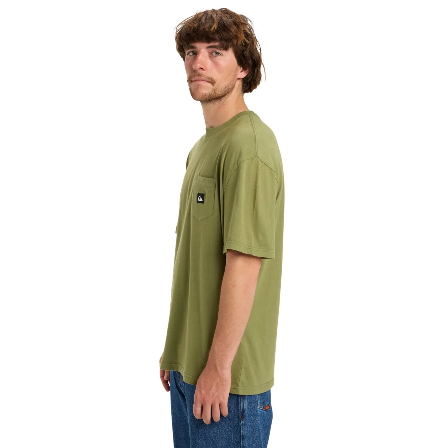 Детская хлопковая футболка с нагрудным карманом Quiksilver, Loden Green — фото 2