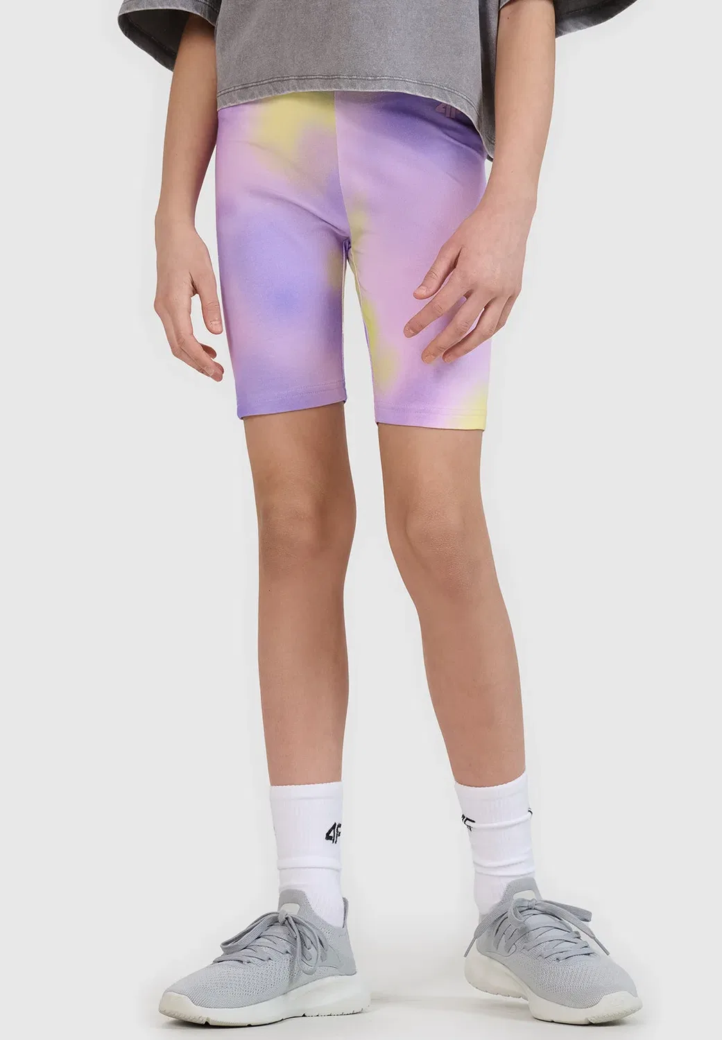 Legginsy kolarki dzianinowe dziewczęce - леггинсы 4F, Light Violet Allover — фото 2