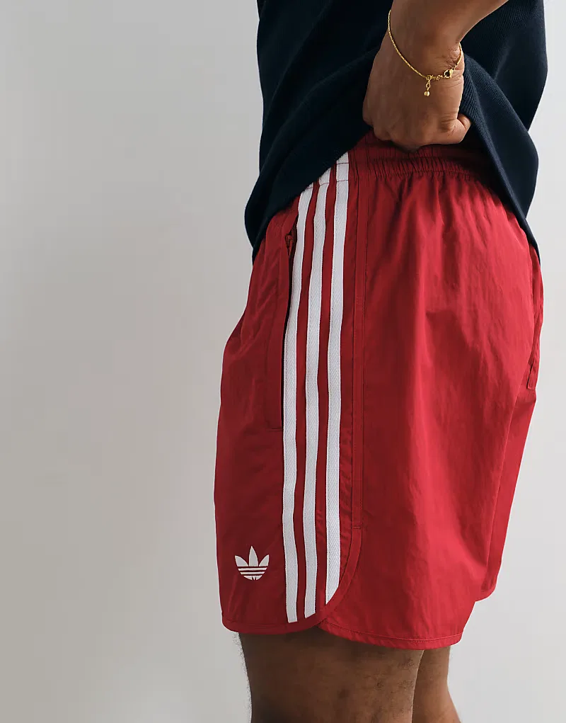 Спринтерские шорты Adidas Originals с тремя полосками, красный — фото 3