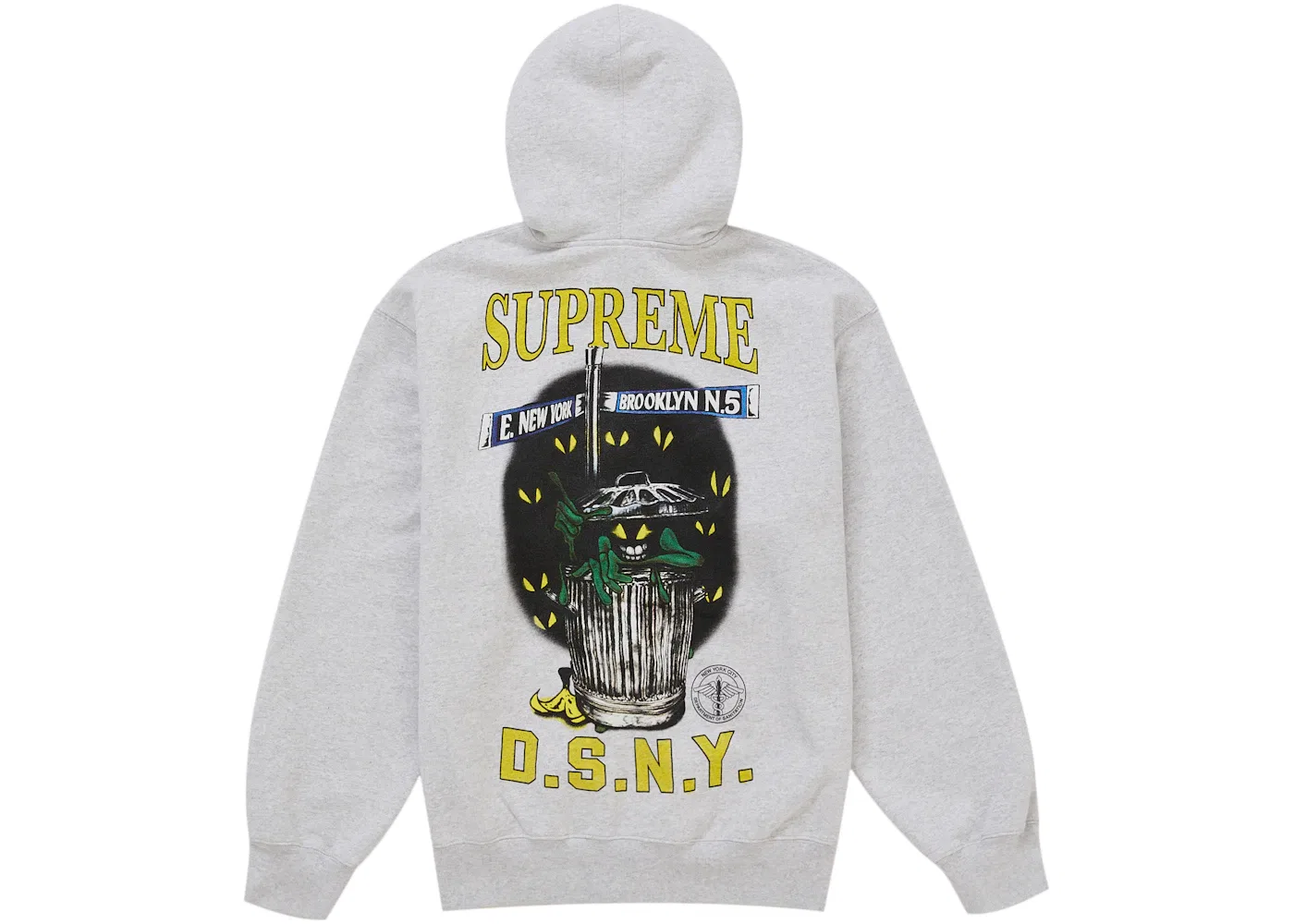 Мужской худи на молнии с принтом DSNY Supreme, Heather Grey — фото 2