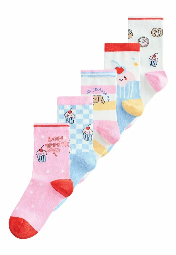 Носки 5 пар с рисунком еда Bakery ankle 5 pack Next pink and blue, синий/розовый