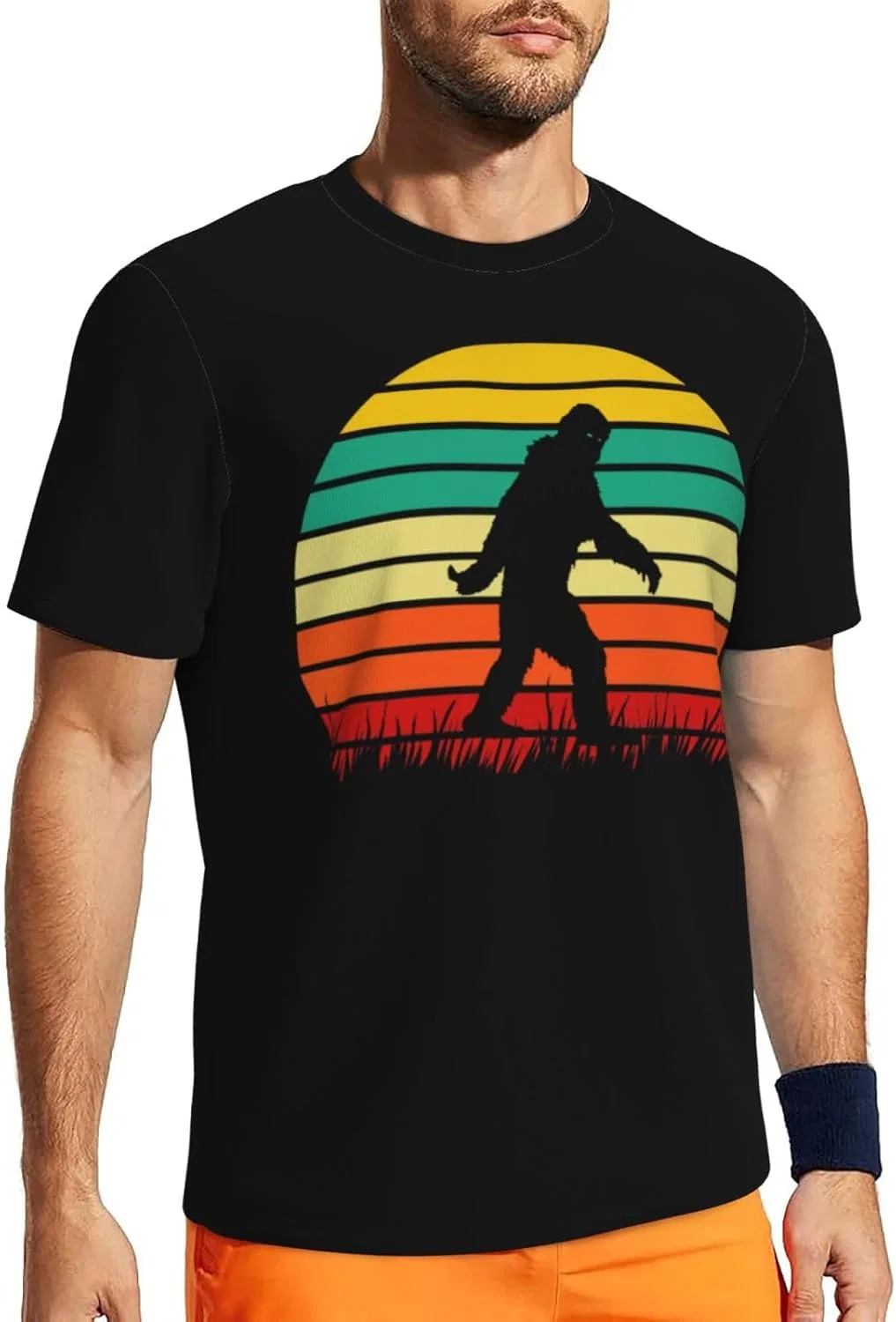 Мужская быстросохнущая футболка, Retro Bigfoot Silhouette — фото 2