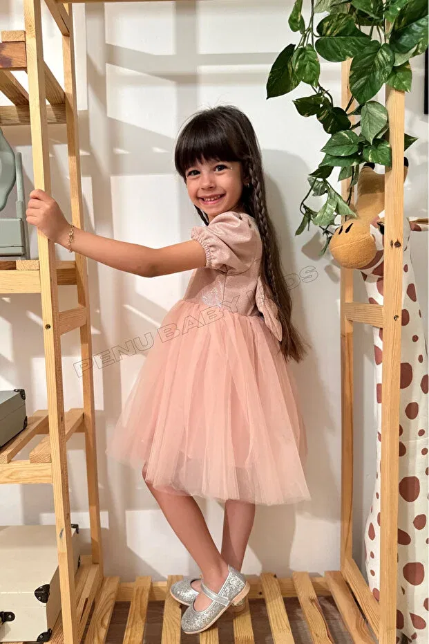 Детское платье для девочек с коротким рукавом Penu Baby Kids, Powder — фото 4