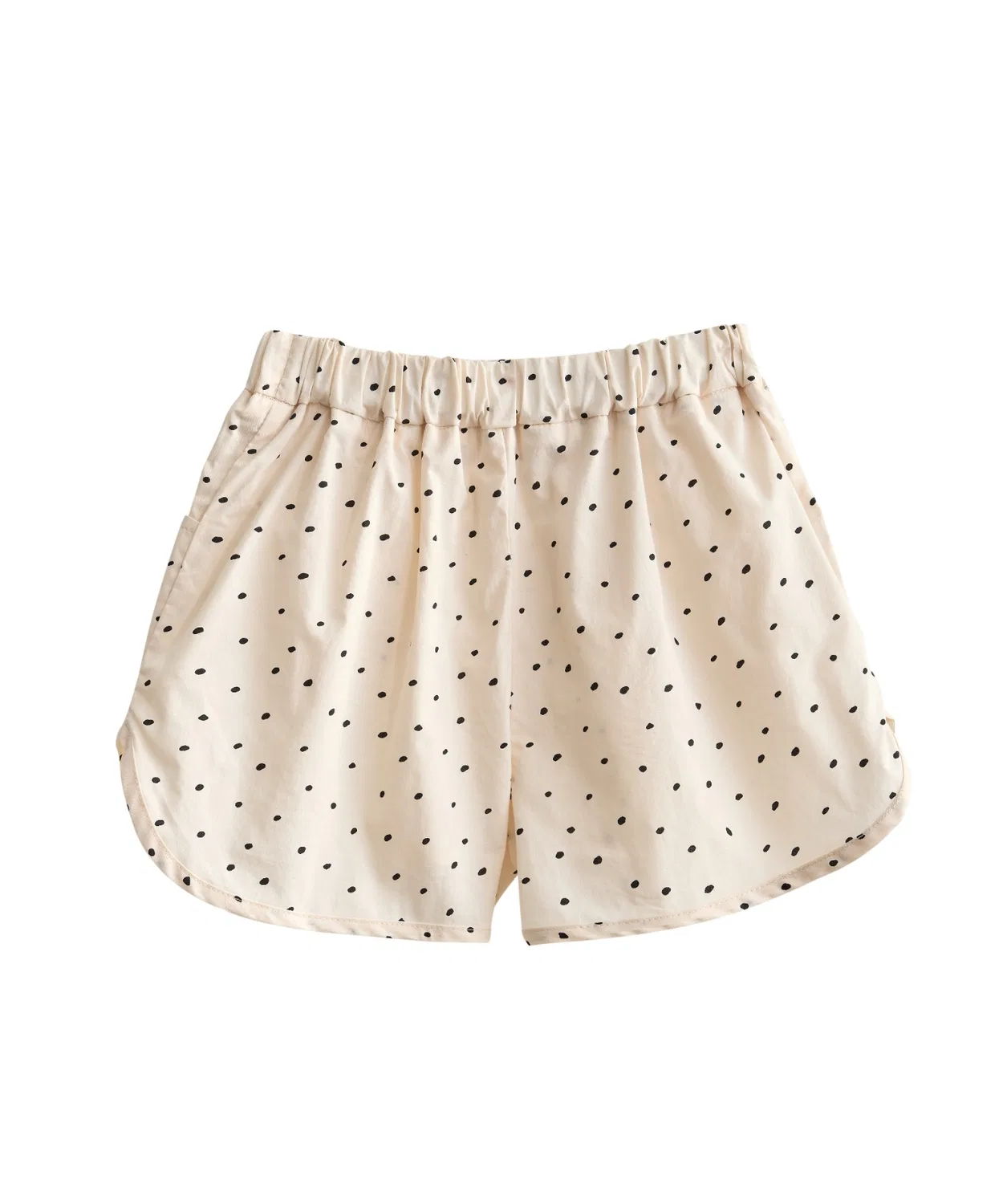Детские шорты для девочек с принтом в горошек, модель Dot Straight, enhenn, Beige — фото 3