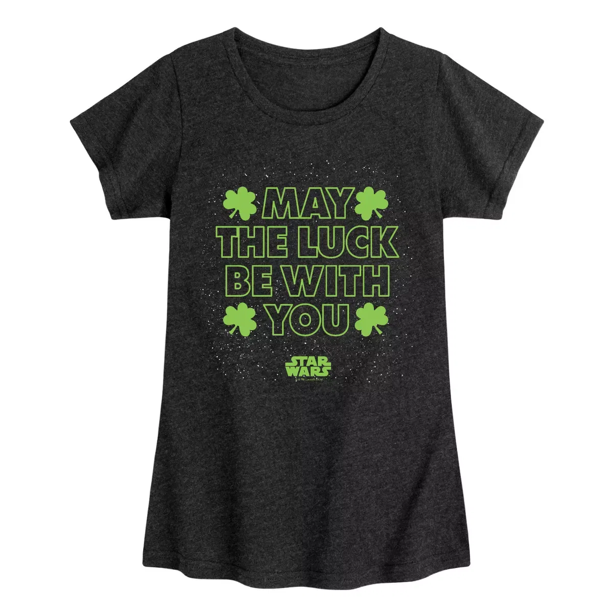 Детское платье-футболка для девочек с принтом Star Wars St. Patrick's Day May Luck Be With You, Star Wars, Heather Black