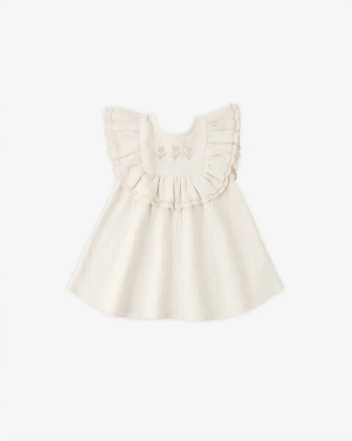 Детское платье для девочек с оборкой и вышивкой Lulu Dress Quincy Mae, Natural — фото 4